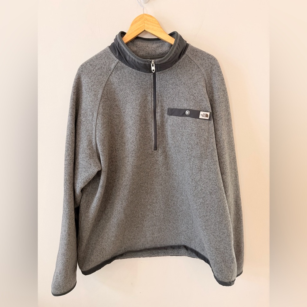 The North Face Men’s XXL Gray Heather Knit 1/4 Zip Fleece‎ Pullover